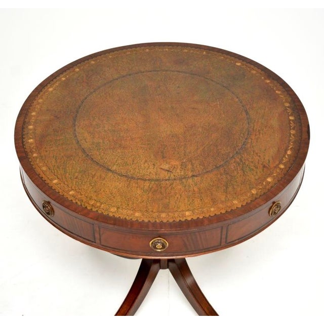 Antique Regency Style Leather Top Drum Table, 1890 For Sale - Image 6 of 12