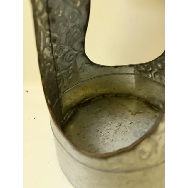 Large 21" Brutalist Folk Art Angel Candle Holder Lantern - Hand-Hammered Steel Drum For Sale - Image 10 of 15