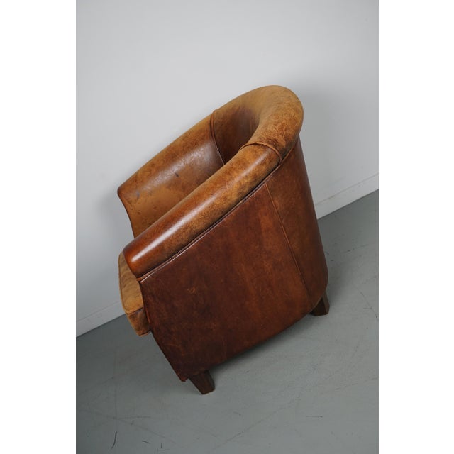 Vintage Dutch Cognac Colored Leather Club Chair For Sale - Image 14 of 16
