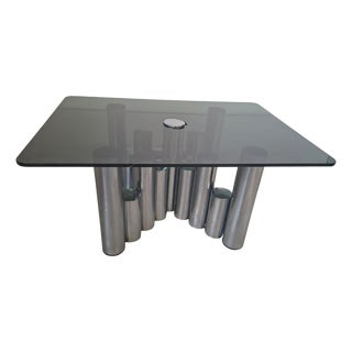 Coffee Table in Chrome and Smoked Glass by Marco Zanuso, 1970s For Sale