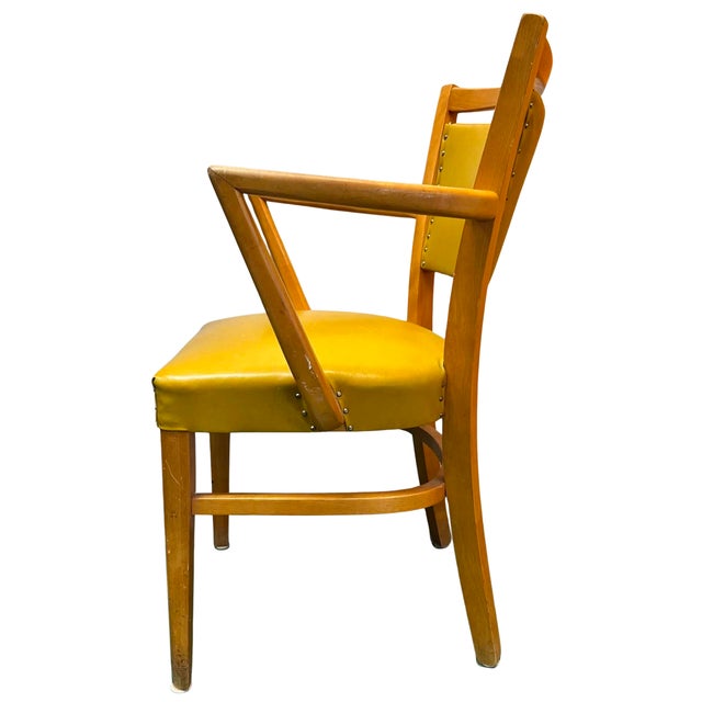 Vintage Henderson Mid-Century Modern Mustard Yellow Vinyl Armchair For Sale - Image 4 of 7