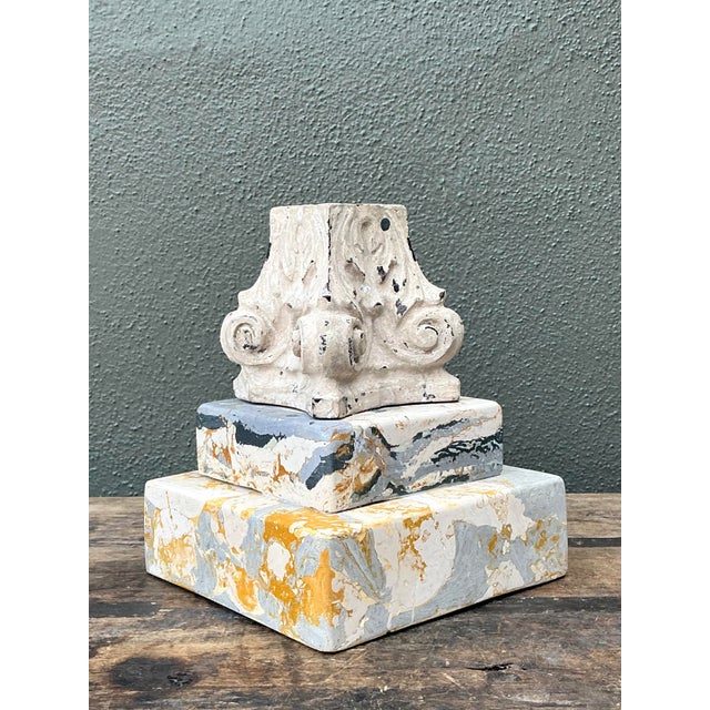 Contemporary Vintage Scagliola Artisan Plaster Totem For Sale - Image 3 of 12