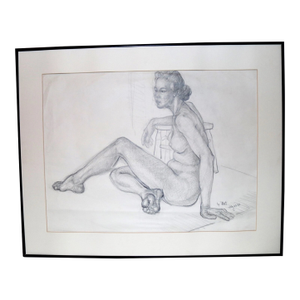 Vintage Original Fleet 1937 Pencil Figural Figure Nude Lady Woman Drawing Sketch