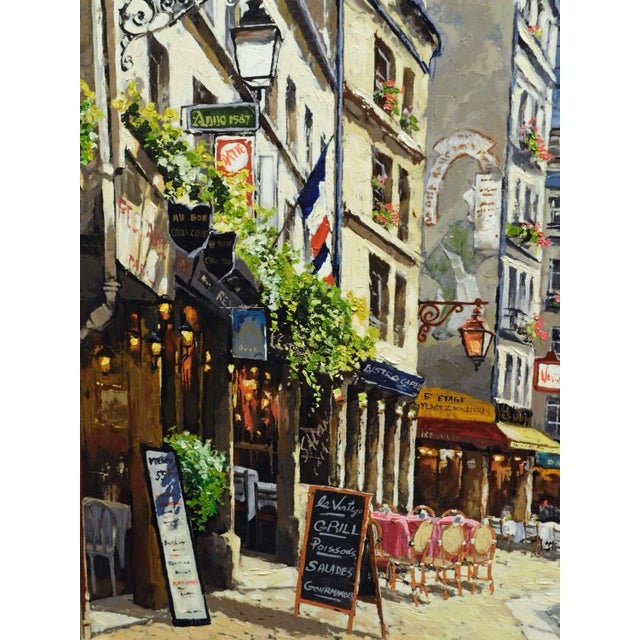 Paint s.sam Park Parisian Cafe Landscape Signed At, Submit an Offer Original Coa For Sale - Image 7 of 7