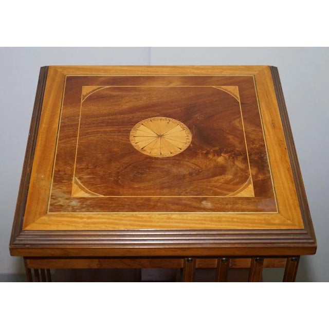 Edwardian Burr Walnut & Satinwood Revolving Bookcase, 1900s For Sale - Image 5 of 12