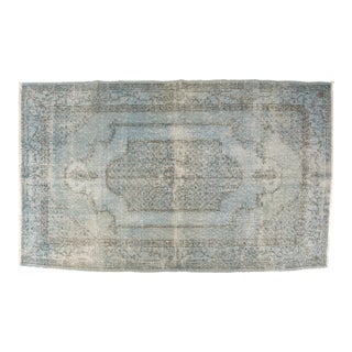 Vintage Aqua Colour Oushak Rug For Sale