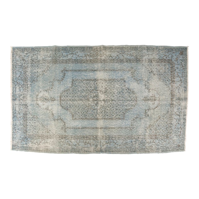Vintage Aqua Colour Oushak Rug For Sale