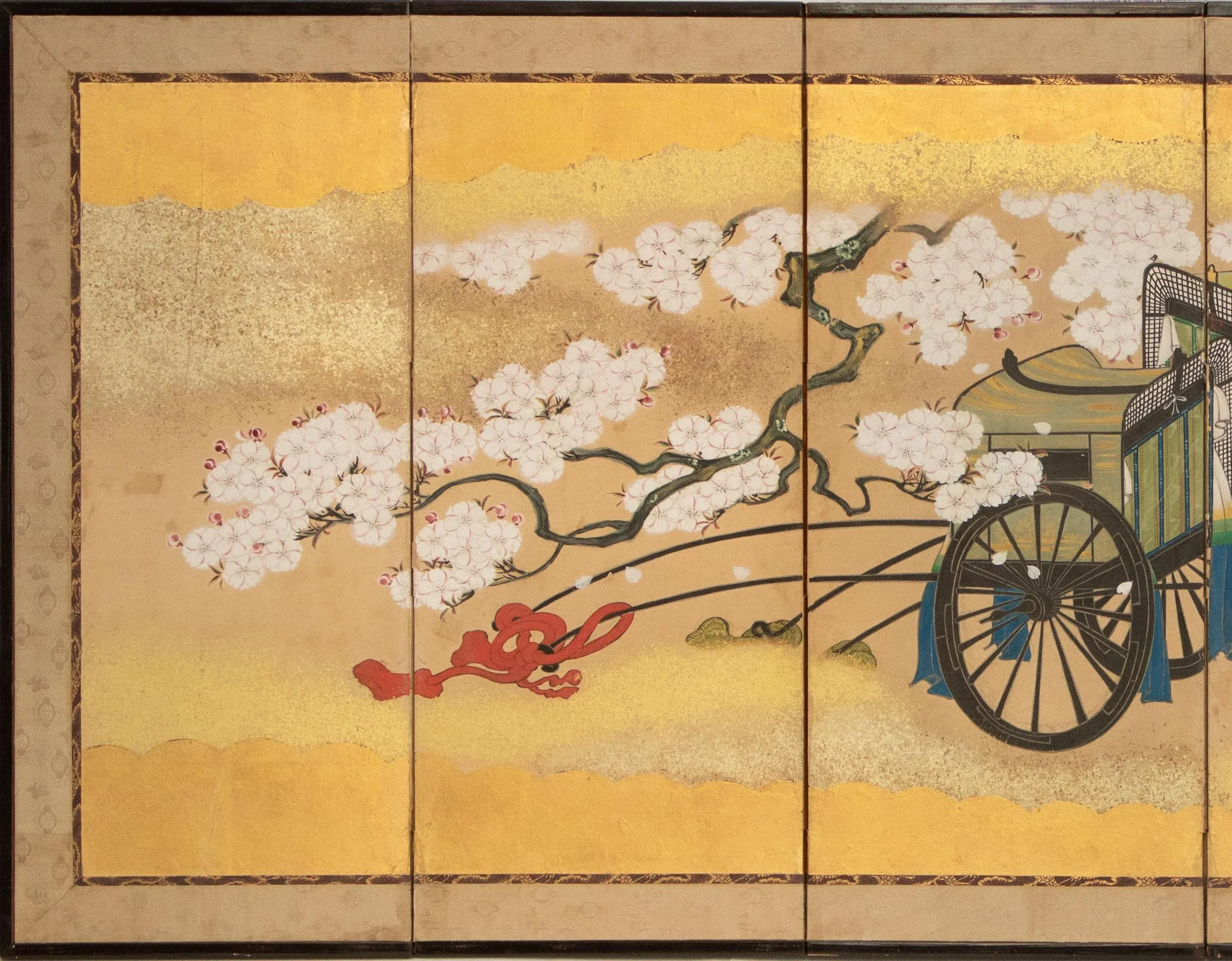 Meiji to Taisho Era Japanese Gold Leaf Byobu Screen in Yamato-E