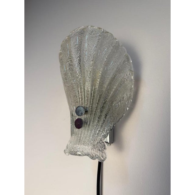 Silver Glass Shell Wall Lamp from Sölken Leuchten For Sale - Image 8 of 11