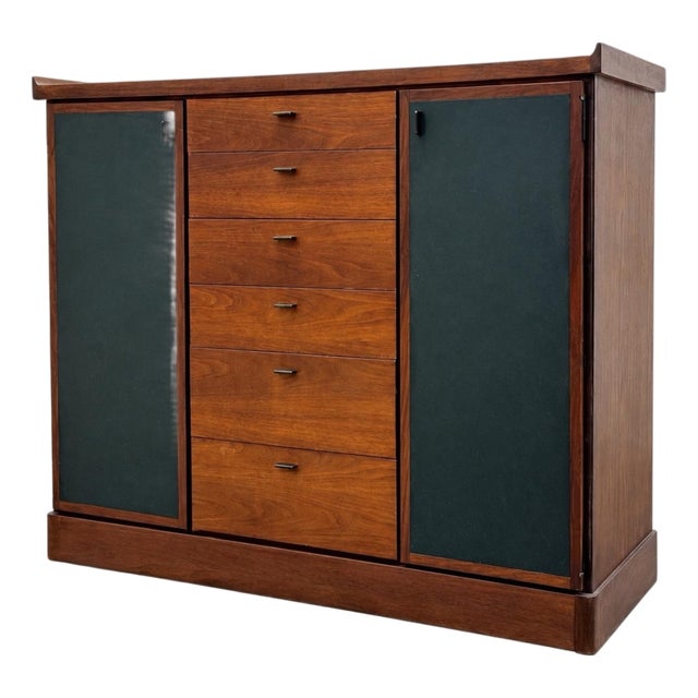 Mid-Century Modern Jack Cartwright for Founders Walnut Pagoda Credenza Dry Bar Cabinet or Chest For Sale