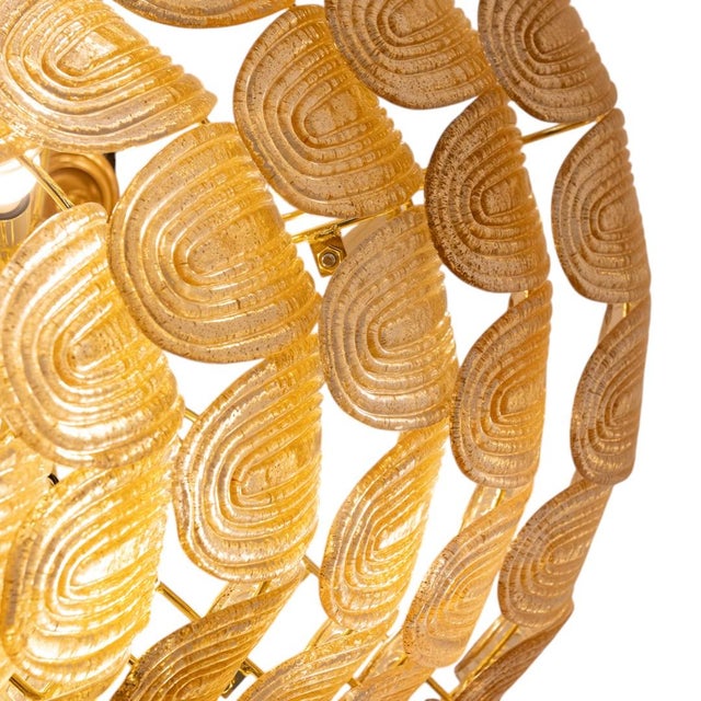 1970s Art Deco Golden Lobe Pendant Lamp, 1960s For Sale - Image 5 of 8