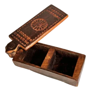 African Hand Carved Wooden Box, 19th Century