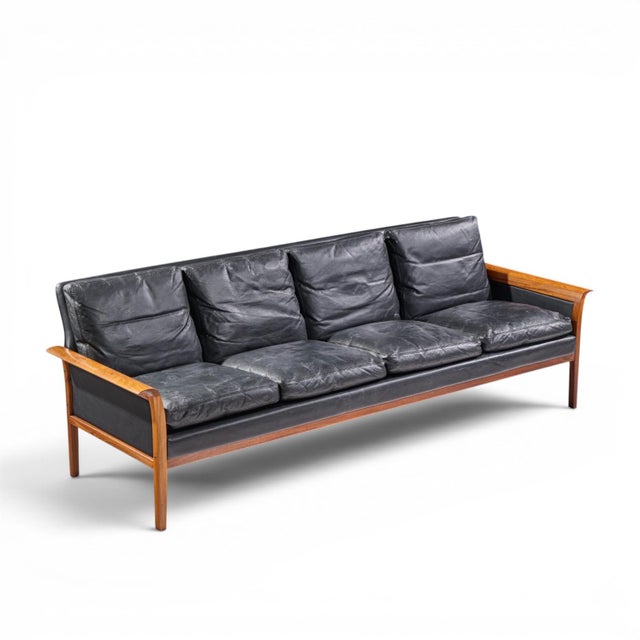Knut Saeter for Vatne Møbler Mid Century Norwegian Rosewood and Leather Sofa For Sale - Image 9 of 9