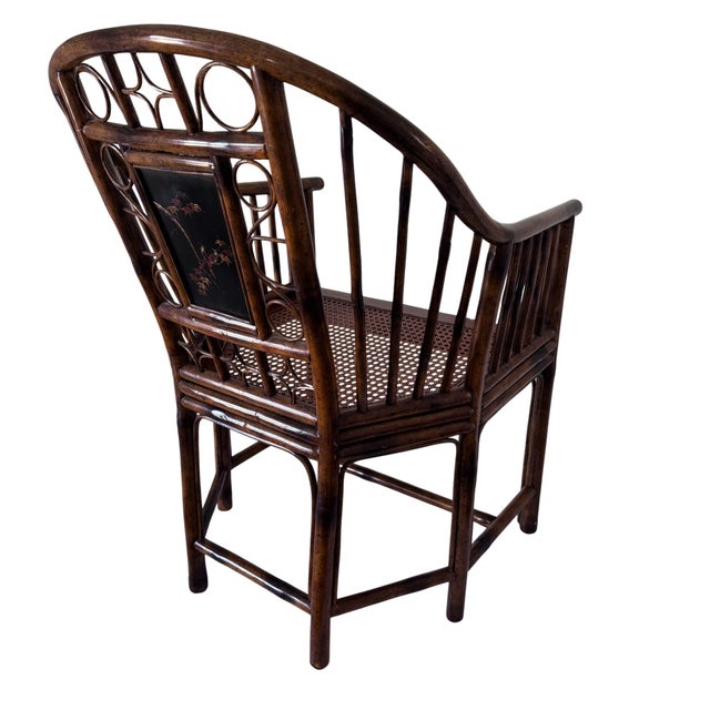 Late 20th Century Attributed to Theodore Alexander Chinoiserie Bamboo Pavilion Armchairs With Custom Silk Down Cushions For Sale - Image 10 of 16