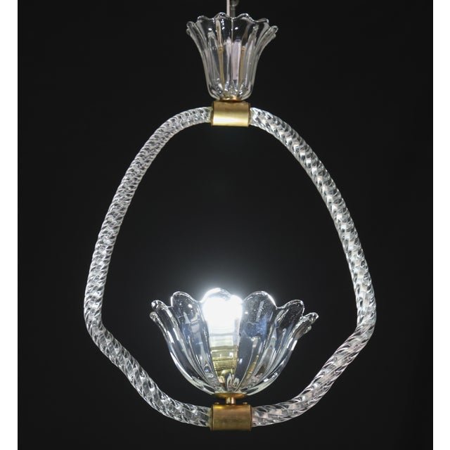 Petite Art Deco Pendant Chandelier by Ercole Barovier, 1940s For Sale - Image 4 of 18