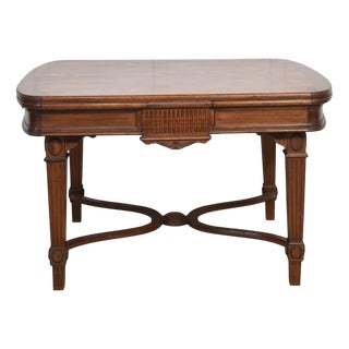 Walnut Parquetry Draw-Leaf Table, 1890s For Sale