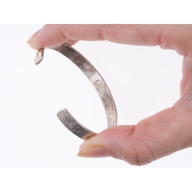 Silver 5 7/8" 30's-40's Navajo stamped silver whirling log bracelet For Sale - Image 8 of 11