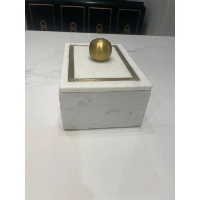 White Transitional Modern Marble Trinket Box For Sale - Image 8 of 8