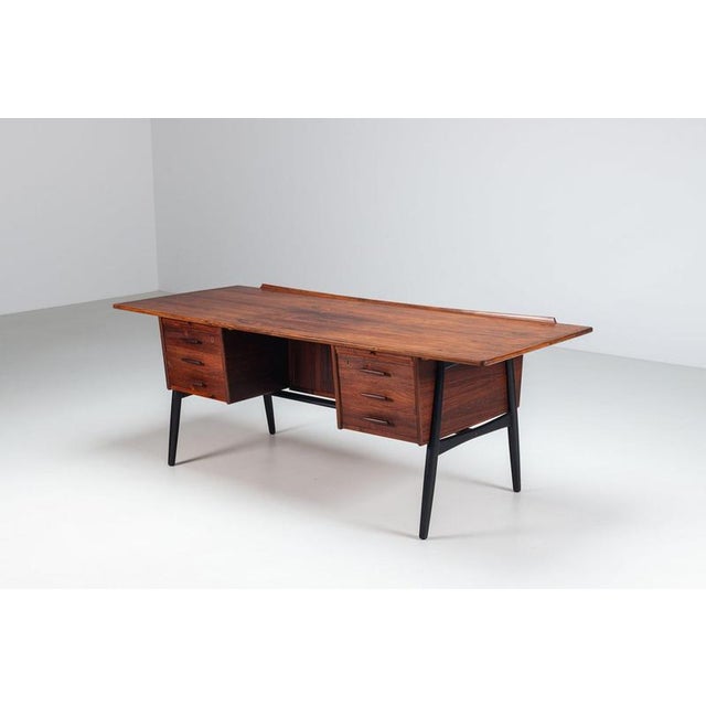 Scandinavian Executive Desk in Rosewood with Bar, Denmark, 1960 For Sale - Image 3 of 18