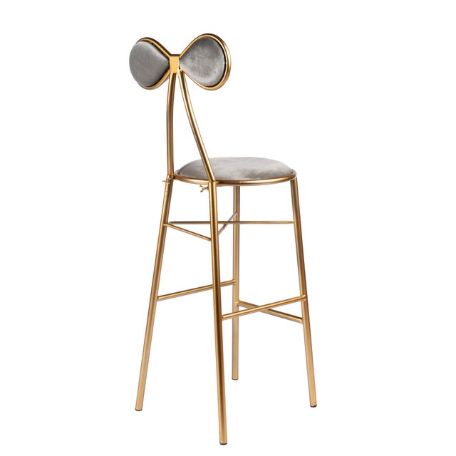 Contemporary Modern Gold Bow Bar Chair For Sale - Image 3 of 5