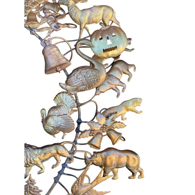 Late 20th Century Large Petites Choses All-Seasons Brass Wreath Dresden Easter Christmas Halloween Etc. For Sale - Image 11 of 17