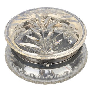 1890s Victorian Brilliant Cut Glass Large Hinged Lid Jewelry Box For Sale