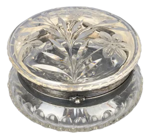 1890s Victorian Brilliant Cut Glass Large Hinged Lid Jewelry Box