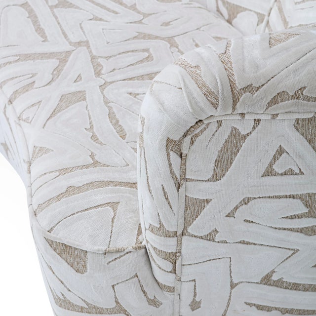 Parker Curved Sofa, Abstract Print For Sale In Charlotte - Image 6 of 6