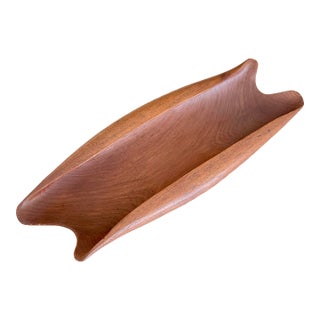 Large Mid Century Danish Modern Sculptural Teak Bowl MCM Vintage For Sale