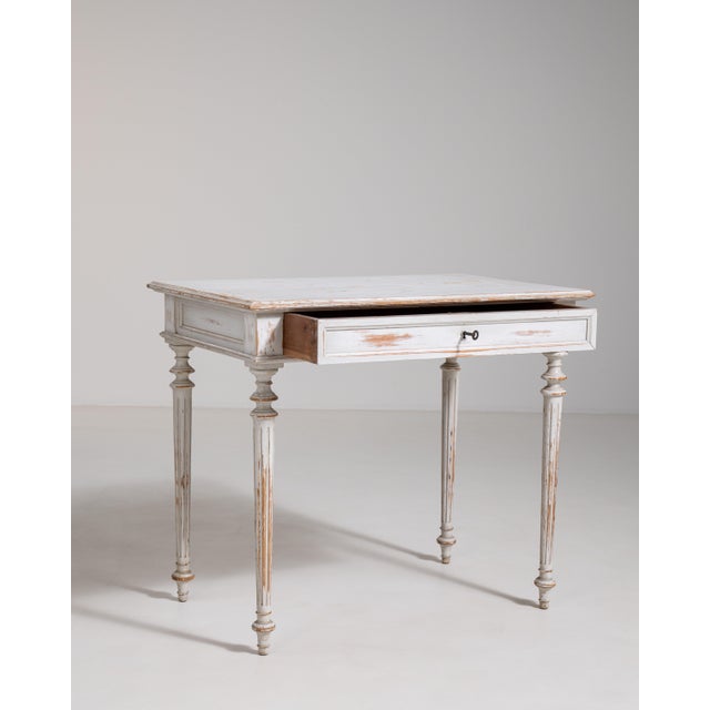 1900 - 1909 Louis XVI White Patinated Table, Neoclassical Style, France, Circa 1900 For Sale - Image 5 of 13
