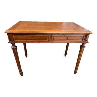 Antique Victorian Style Tooled Leather Writting Table Desk For Sale