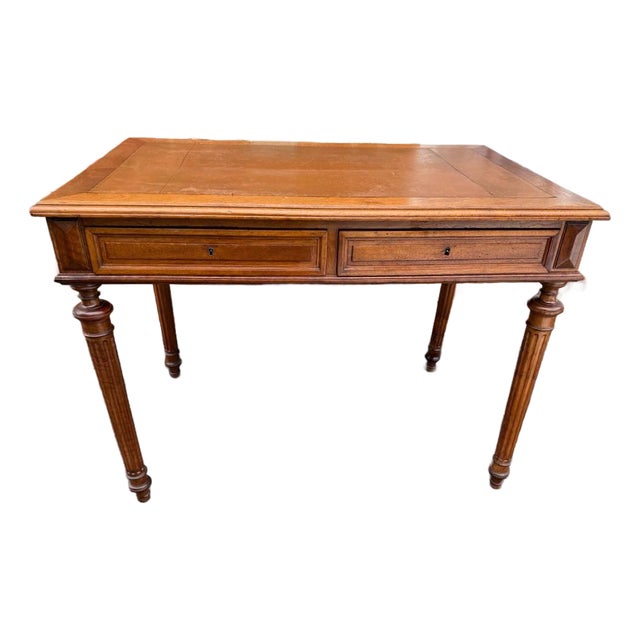 Antique Victorian Style Tooled Leather Writting Table Desk For Sale