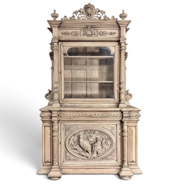 Renaissance 19th Century French Renaissance Revival Bookcase ~ Bibliotheque in Stripped Oak For Sale - Image 3 of 18