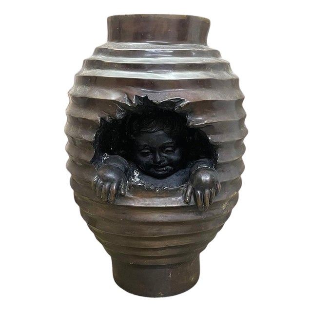 Bronze-Colored Side Pedestal or Plant Table For Sale