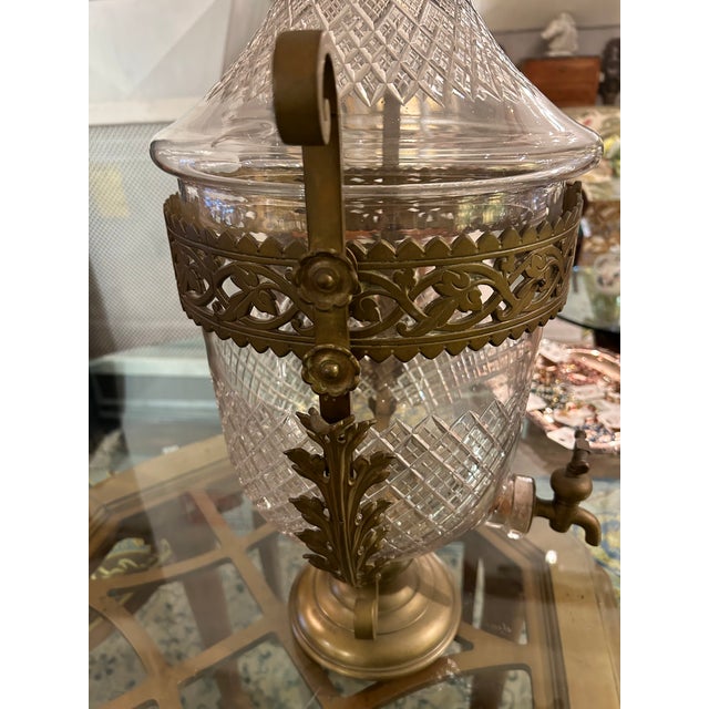 Large Cut Crystal & Brass Samovar For Sale - Image 11 of 12