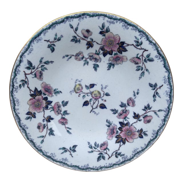 19th Century English Ironstone China Flowers Plate For Sale
