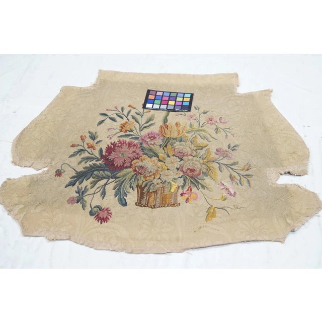 Green Antique French Tapestry Seat Cover. Circa 1890 One of Pair 2'4'' X 2'8'' For Sale - Image 8 of 9