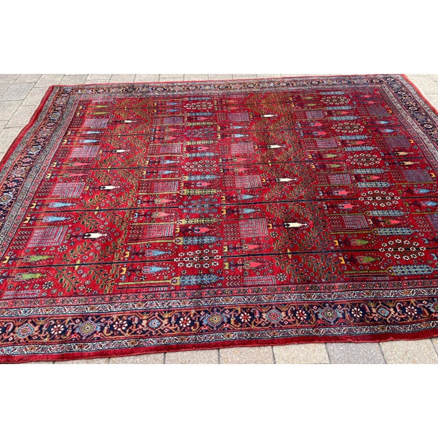 Antique Persian Bijar Halvayi Carpet, Forest Design For Sale - Image 9 of 12
