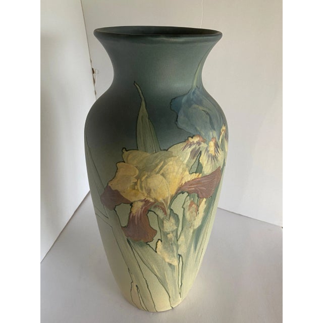 Green Antique Weller Pottery Hand-Painted Art Nouveau Vase For Sale - Image 8 of 12