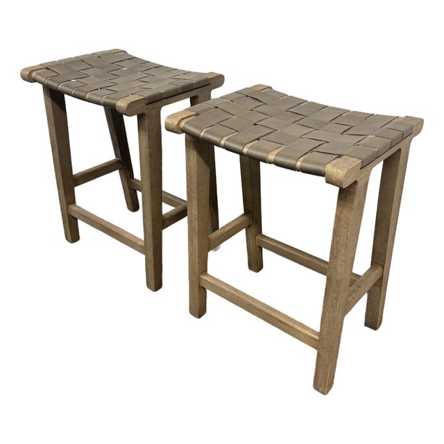 Pottery Barn Fenton Counter Stools, Pair For Sale