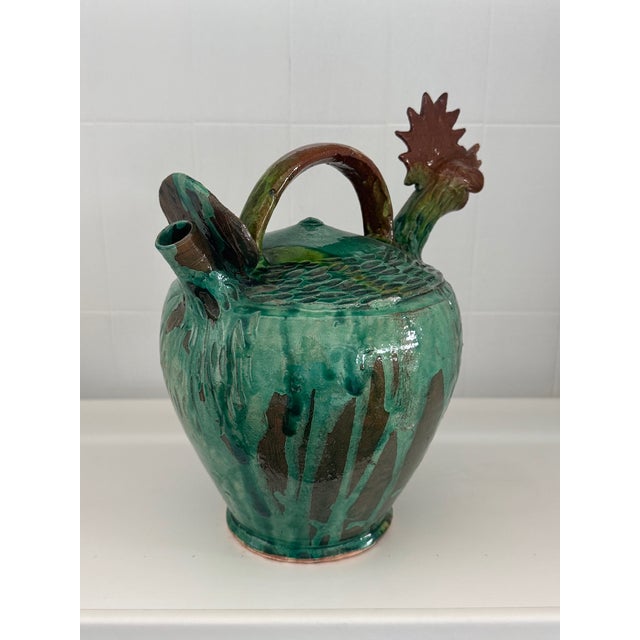 1960s Rooster-Shaped Jug in Enameled Majolica Ceramic, 1960s For Sale - Image 5 of 16