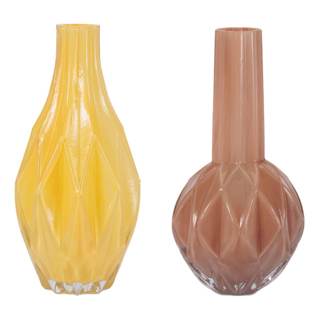 Diamond Pattern Glass Bud Vase (Set of 4) For Sale