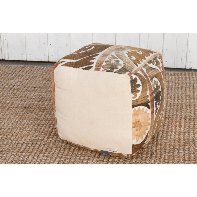 Karakol Antique Suzani Cube Ottoman For Sale In Los Angeles - Image 6 of 7