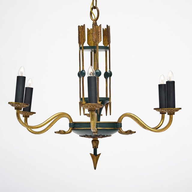 French Vintage Empire Style Arrow Chandelier For Sale In Austin - Image 6 of 9