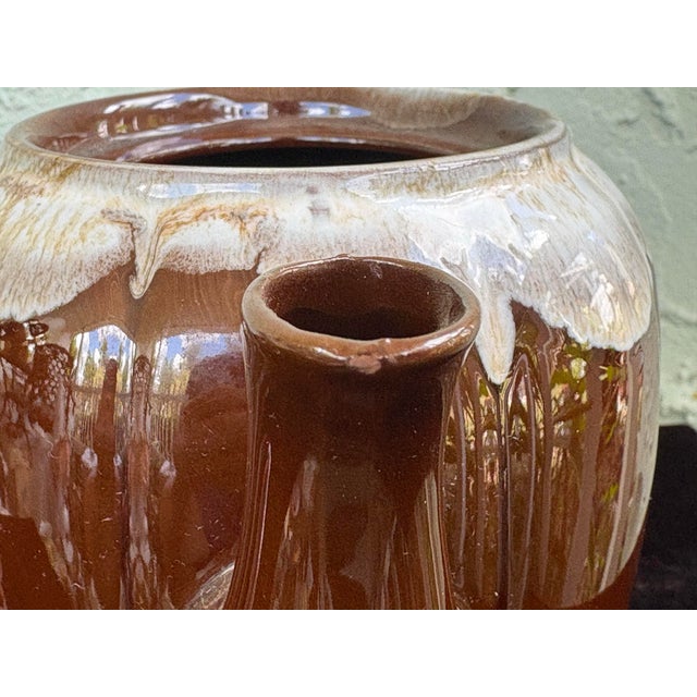 Vintage Japanese Drip Glaze Stoneware Teapot For Sale - Image 9 of 11
