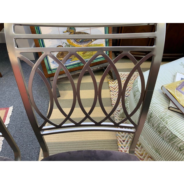 Silver Late 20th Century Metal Dining Chairs, a Pair For Sale - Image 8 of 12