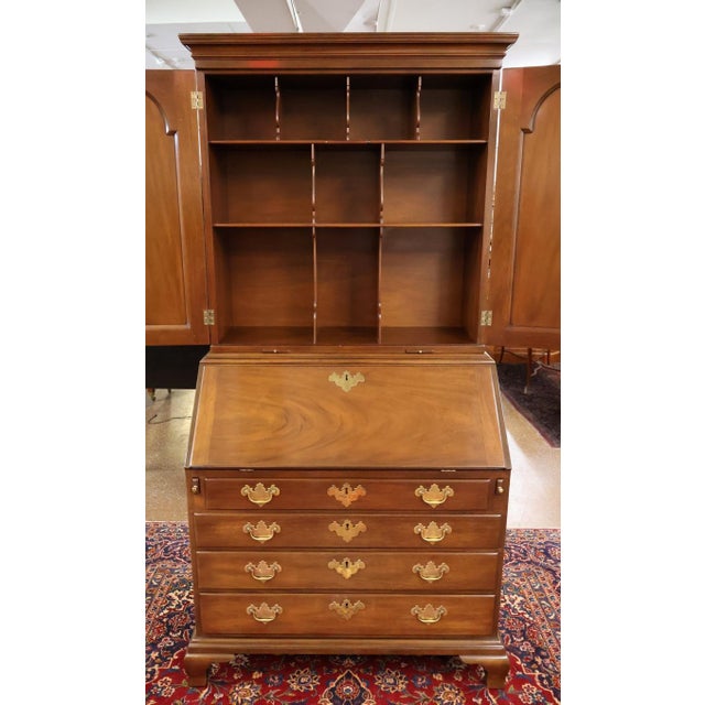 1980s Kittinger Historic Newport Mahogany Chippendale Style Secretary Desk For Sale In New York - Image 6 of 17