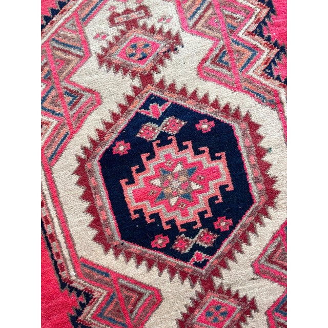 Vintage Persian Runner MAGENTA Pink, Copper Indigo Purple Rug 3.7 x 10.3 For Sale - Image 9 of 12