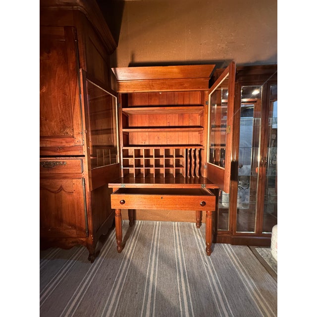 Late 18th Century Antique Desk W/Bookcase in Solid Cherrywood Circa 1830 For Sale - Image 5 of 13