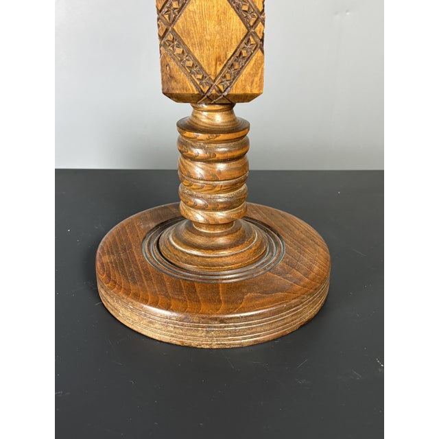 Mid-Century Brutalist French Wood Table Lamp from Charles Dudouyt, 1950s For Sale - Image 10 of 13